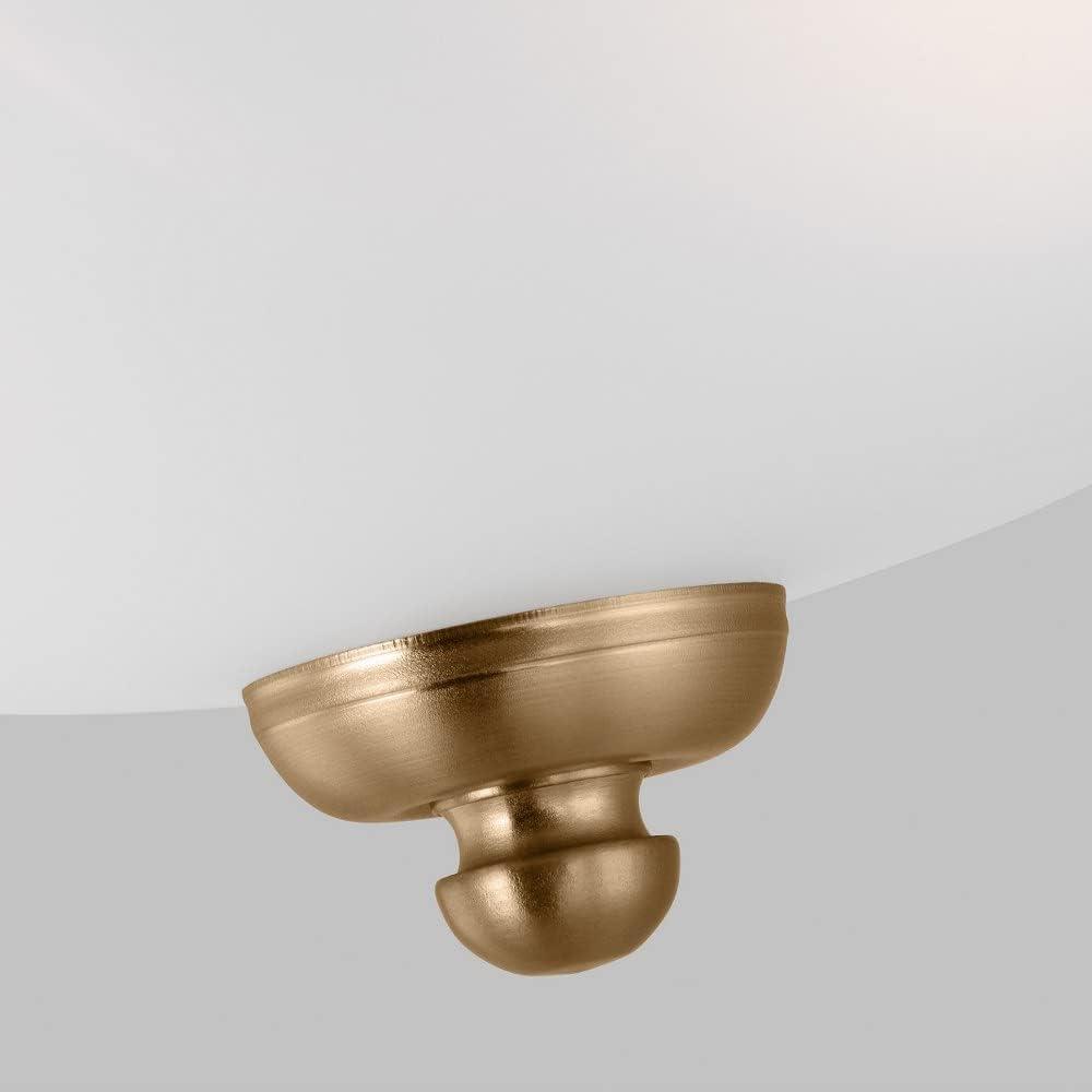 Satin Brass Geary 2-Light Flush Mount with Etched Glass Shade