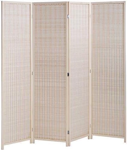 FDW Bamboo Room Divider Folding Privacy Wooden Screen 4 Panel 72 Inches High 17.7 Inches Wide Room Divider for Living Room Bedroom Study,Natural