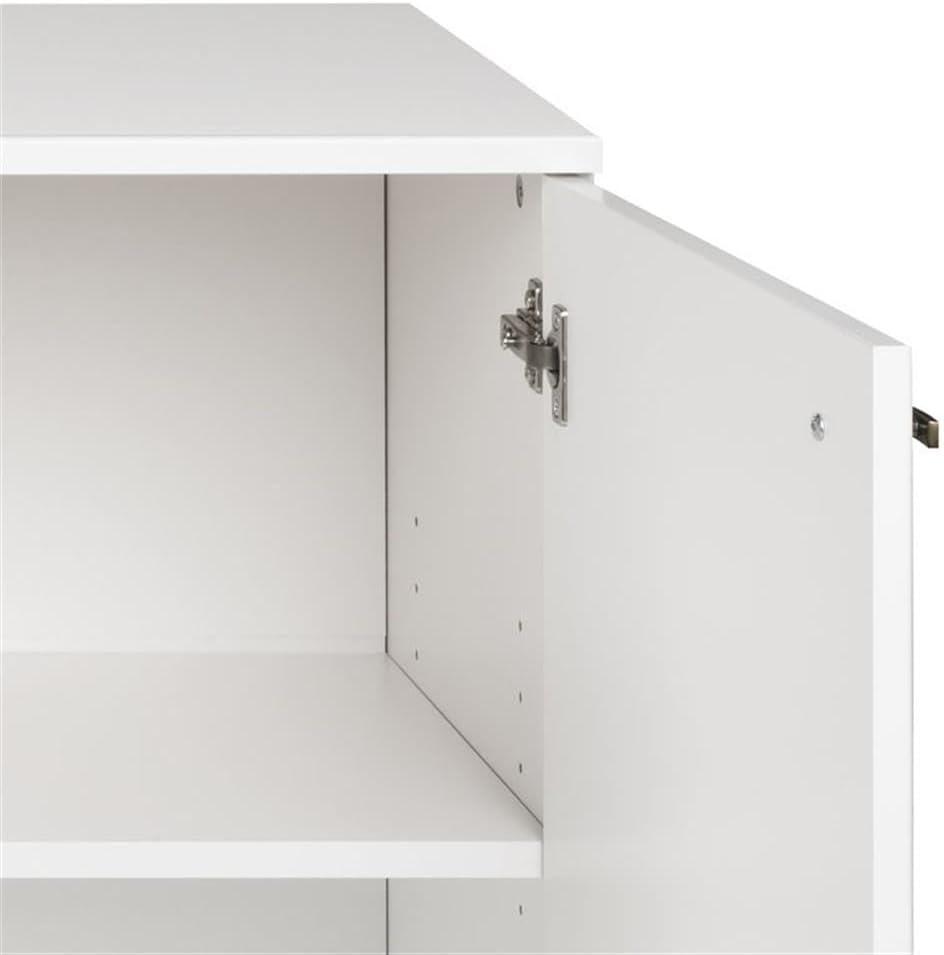 Milo Mid-Century Modern 4 Door Buffet Server White - Prepac: Laminated Storage Cabinet, CARB Certified