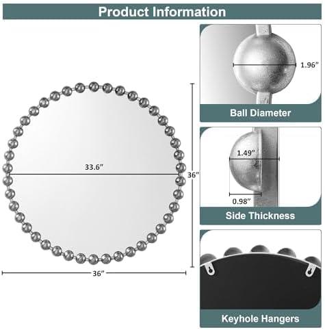 Marlowe Beaded Round Metal Wall Mirror
