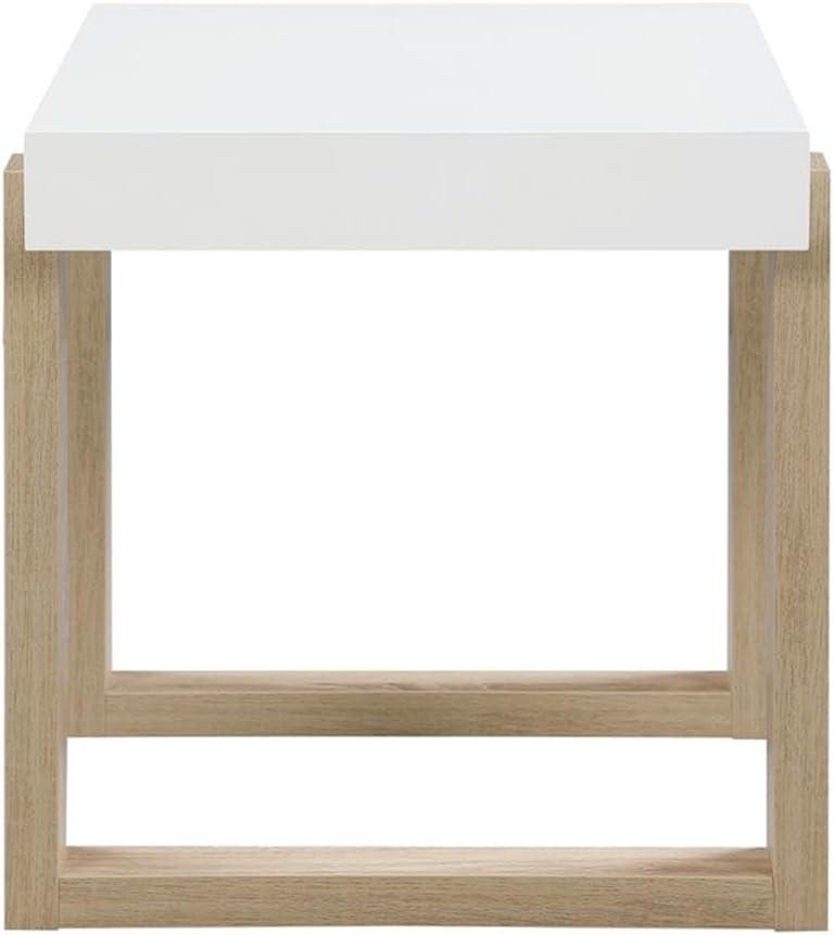 Pala Square End Table White High Gloss/Natural - Coaster