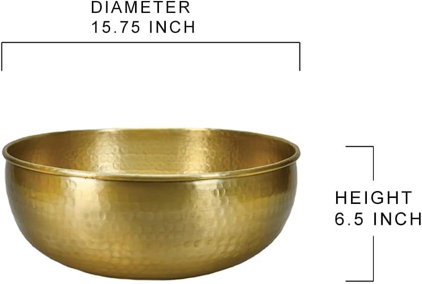 Serene Spaces Living Lightweight Antique Brass Decorative Bowl - Elegant Potpourri Catchall for Diwali Home Décor, Entryway and Dining Table, 2.75" Tall & 7.5" Diameter