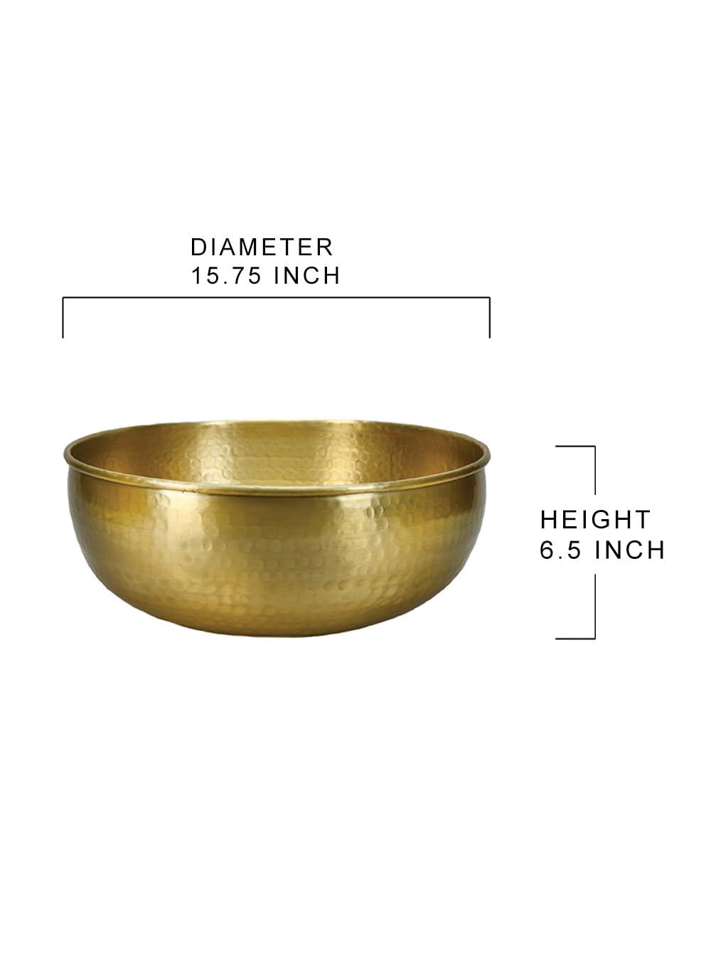Serene Spaces Living Lightweight Antique Brass Decorative Bowl - Elegant Potpourri Catchall for Diwali Home Décor, Entryway and Dining Table, 2.75" Tall & 7.5" Diameter