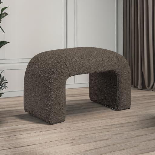 Meridian Furniture Niagara Black Boucle Fabric Bench