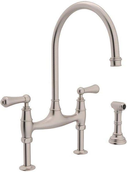 Classic English Polished Nickel Deck Mounted Kitchen Faucet with Side Spray