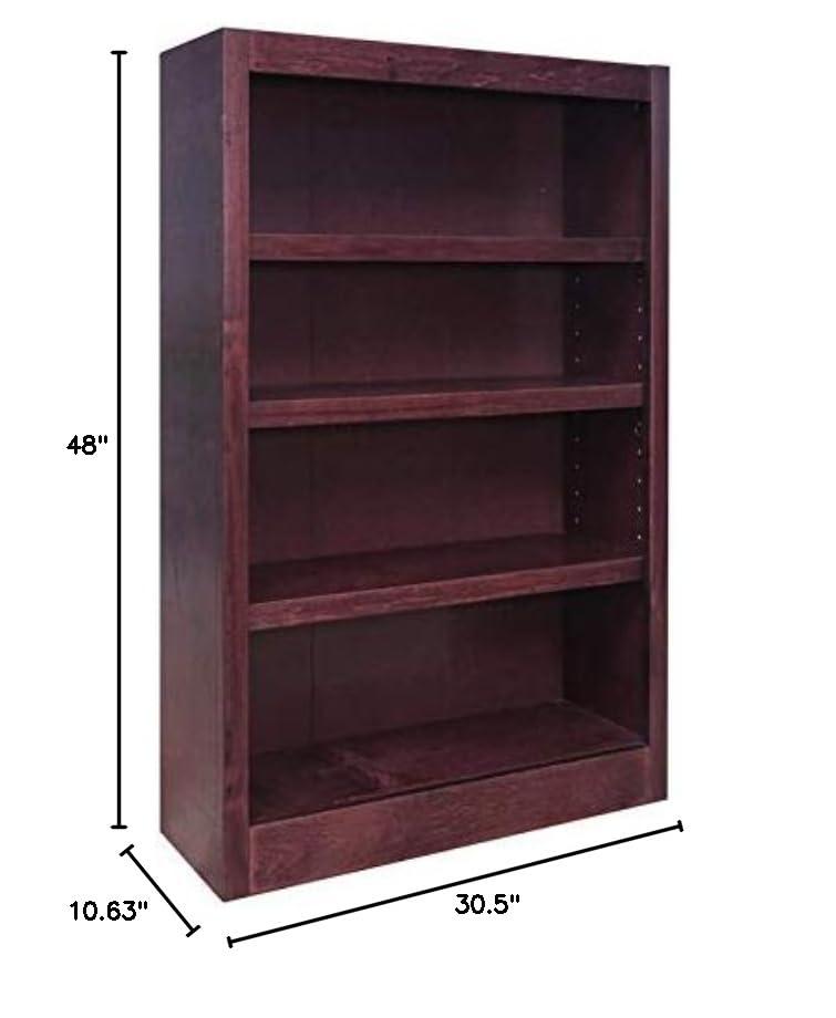 Traditional 48" Tall 4-Shelf Wood Bookcase in Cherry