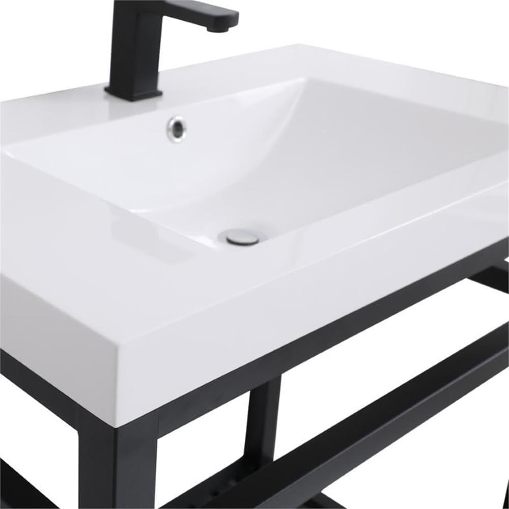 Elegant Decor Raya 30" Single Resin Top Metal Bathroom Vanity in Black