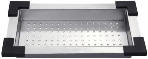 Stainless Steel Rectangular Colander with Black Cushions