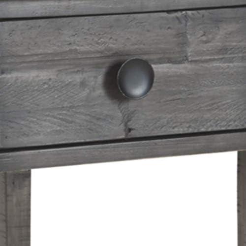 Modern Farmhouse Gray Rectangular End Table with Storage Drawer