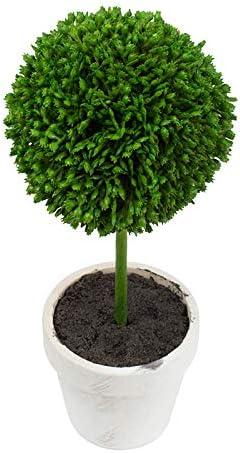 A&B Home Artificial Plants - Artificial Boxwood Topiary Tree, Artificial Ball Shaped Tree w/White Pulp Pot for Home Décor Indoor,Set of 3 Faux Tabletop Plant, 11" x 4" x 10"