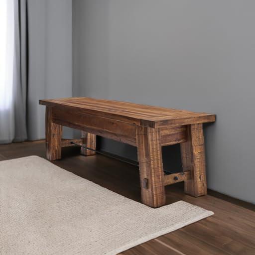 Durango Wood Entryway/Dining Bench Dark Brown - Alaterre Furniture: Industrial Accent, 60" Long
