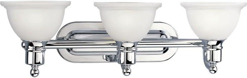 Progress Lighting Madison 3-Light Wall Bracket, Polished Chrome, White Etched Glass