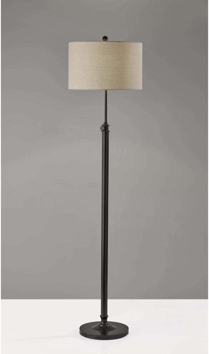 Adesso Barton Floor Lamp Antique Bronze Oatmeal Linen