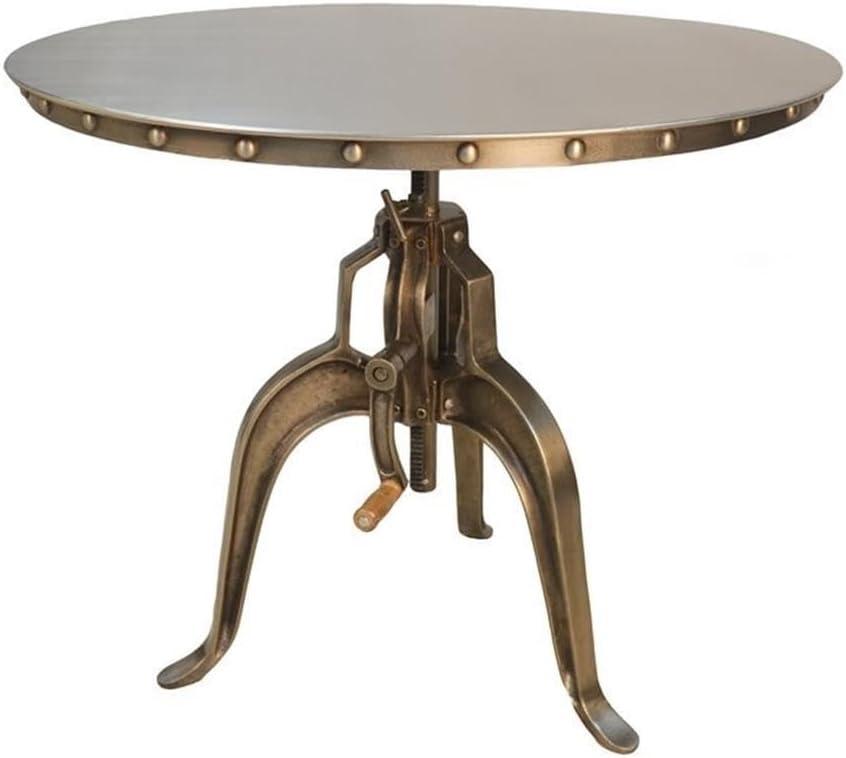 Carolina Classics Mundra Adjustable Crank Metal Accent Table in Antique Nickel