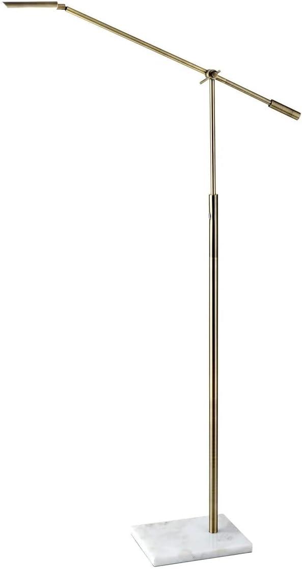 LED Vera Floor Lamp Antique Brass with Marble Base & Touch Dimmer Includes LED Bulb - Adesso