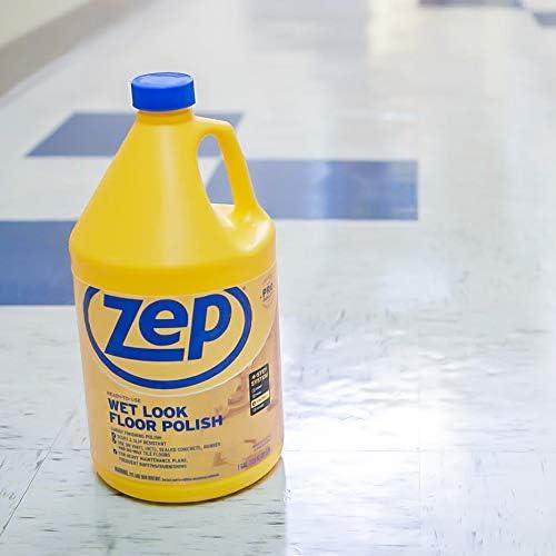 Zep Professional Wet Look Floor Polish Indoor Commercial Floor Cleaners, Mild Ammoniacal, 128 oz