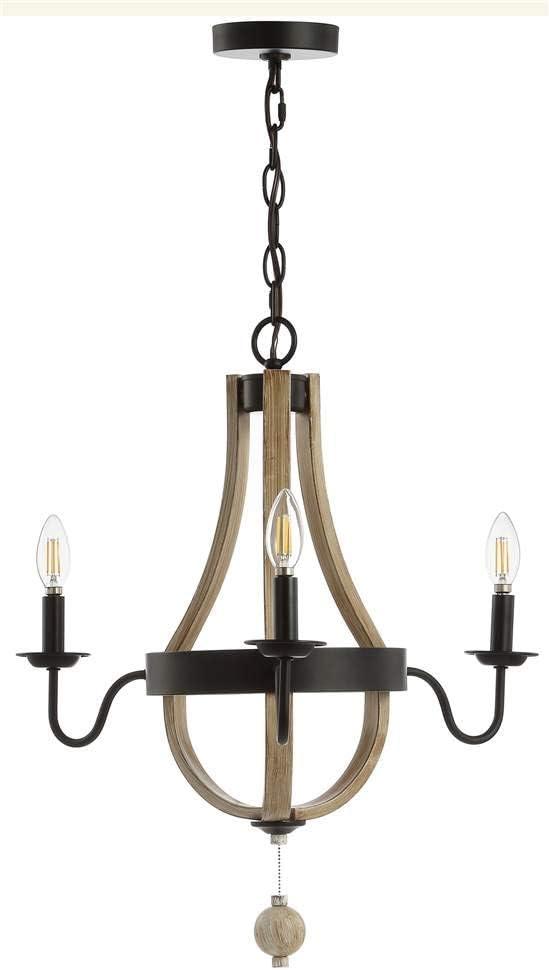 Safavieh Kamari 23 in. Dia. Antique Rustic Pendant, Black/Brown Wood