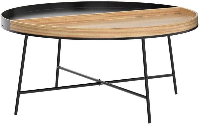 DecMode 38" x 18" Black Metal Split Coffee Table, 1-Piece