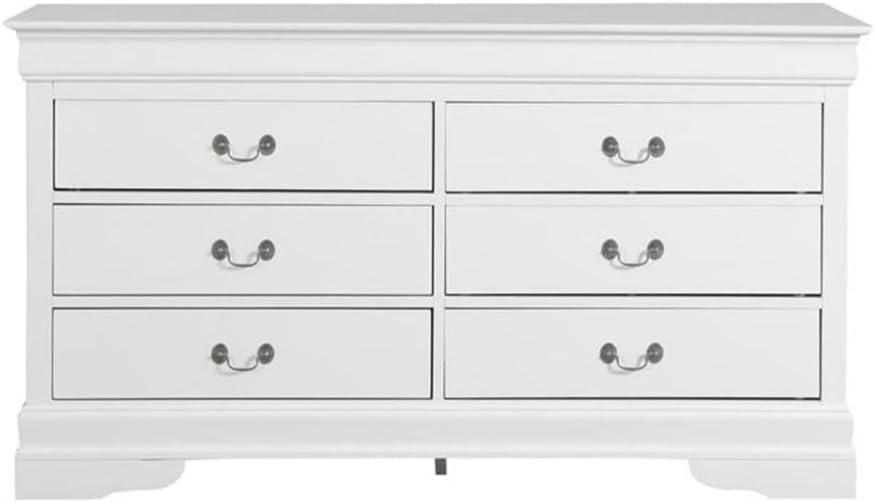 Glory Furniture Louis Phillipe 6 Drawer Dresser in White