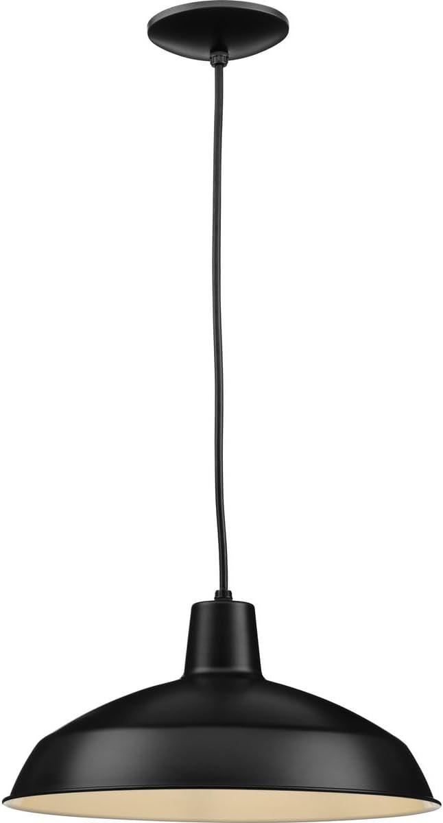 Progress Lighting, Sanabria, 1-Light, Pendant, Matte Black, Spun Metal Shade