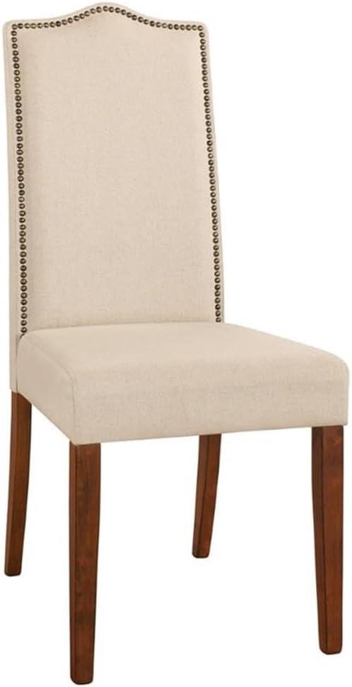 Carolina Living Florence Parson Chair Dark Chestnut: Upholstered Linen & Cotton, Nailhead Trim, Wood Legs