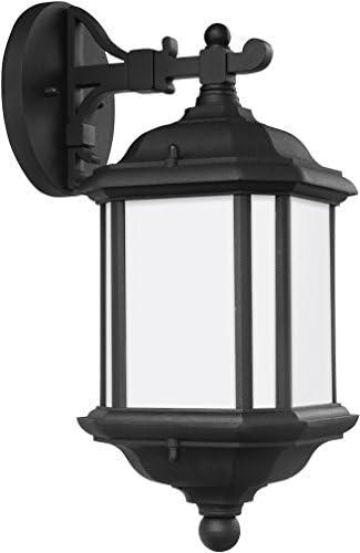 Black Bronze LED Outdoor Wall Lantern with Satin Etched Glass