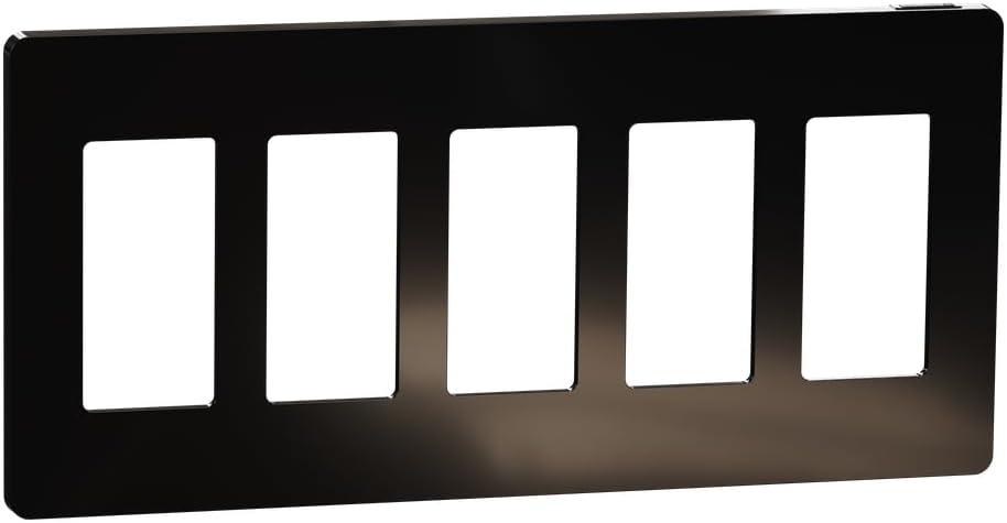 X Series Matte Black 5-Gang Screwless Wall Plate