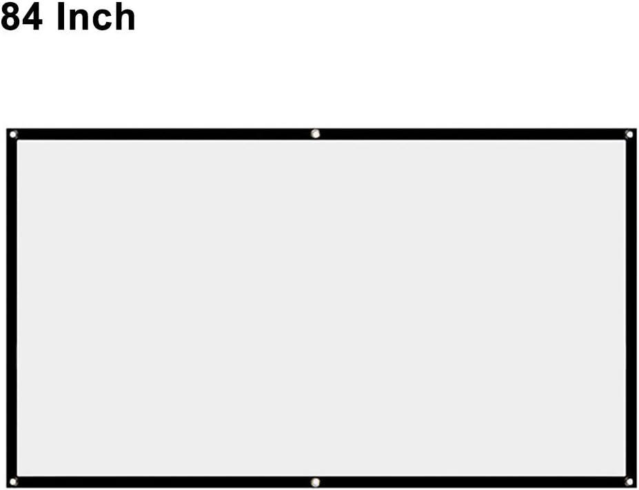 Projector Screen, White Projector Screen, 16:9 No Crease Home Theater Foldable Projection Screen 60"|72"|84"|100"|120"|150"