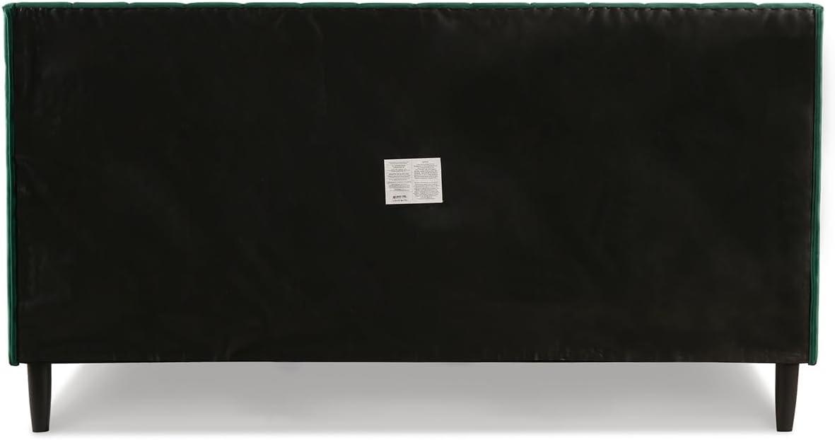 Aspen Vertical Tufted Headboard Platform Bed Set King Evergreen Velvet