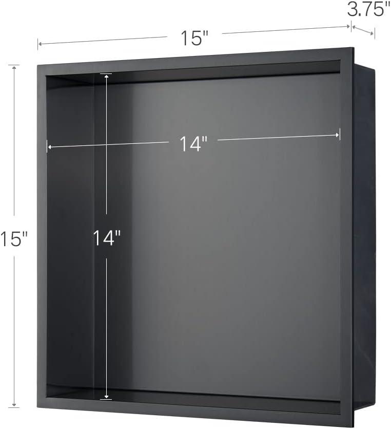 14'' x 14'' Black Stainless Steel Shower Niche