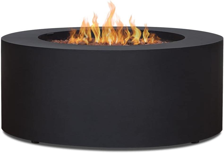 Aegean 36" Round Steel Propane or Natural Gas Fire Pit Table by Real Flame