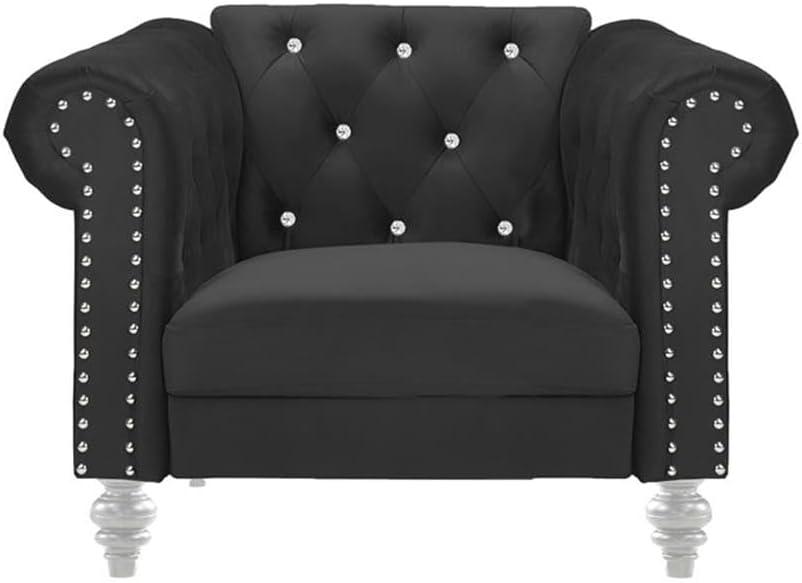 New Classic Furniture Emma Crystal Velvet Fabric Chair in Black