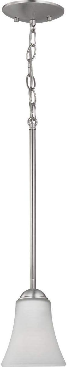 Progress Lighting, Angelic, 1-Light Mini-Pendant, Brushed Nickel, Etched Glass Shade