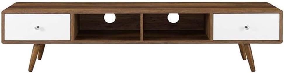 Modway Transmit 70 Media Console Wood TV Stand Walnut White