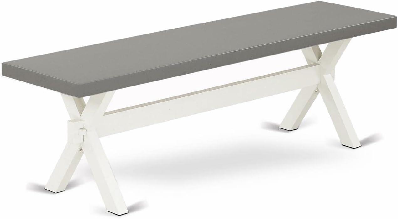 X-Style 15x60 in Dining Bench with Wirebrushed Linen White Leg and Cement Top finish