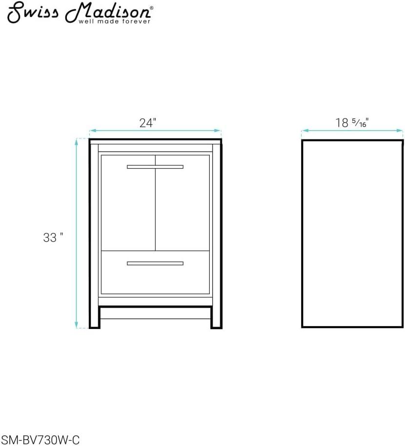 Virage 24" Glossy White Freestanding Bathroom Vanity