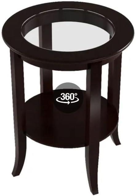 Home Craft Round Side/Accent Table, Espresso