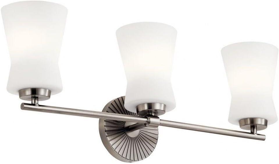 Classic Pewter 3-Light Vanity Light with Satin Etched Glass