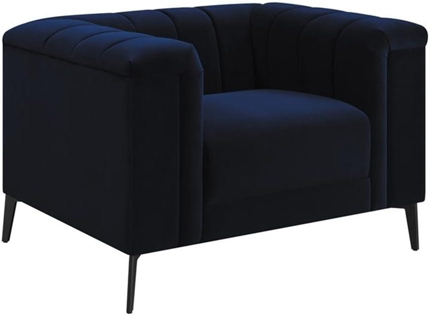 Coaster Company 3 Piece Contemporary Velvet Sofa And Loveseat Set Blue