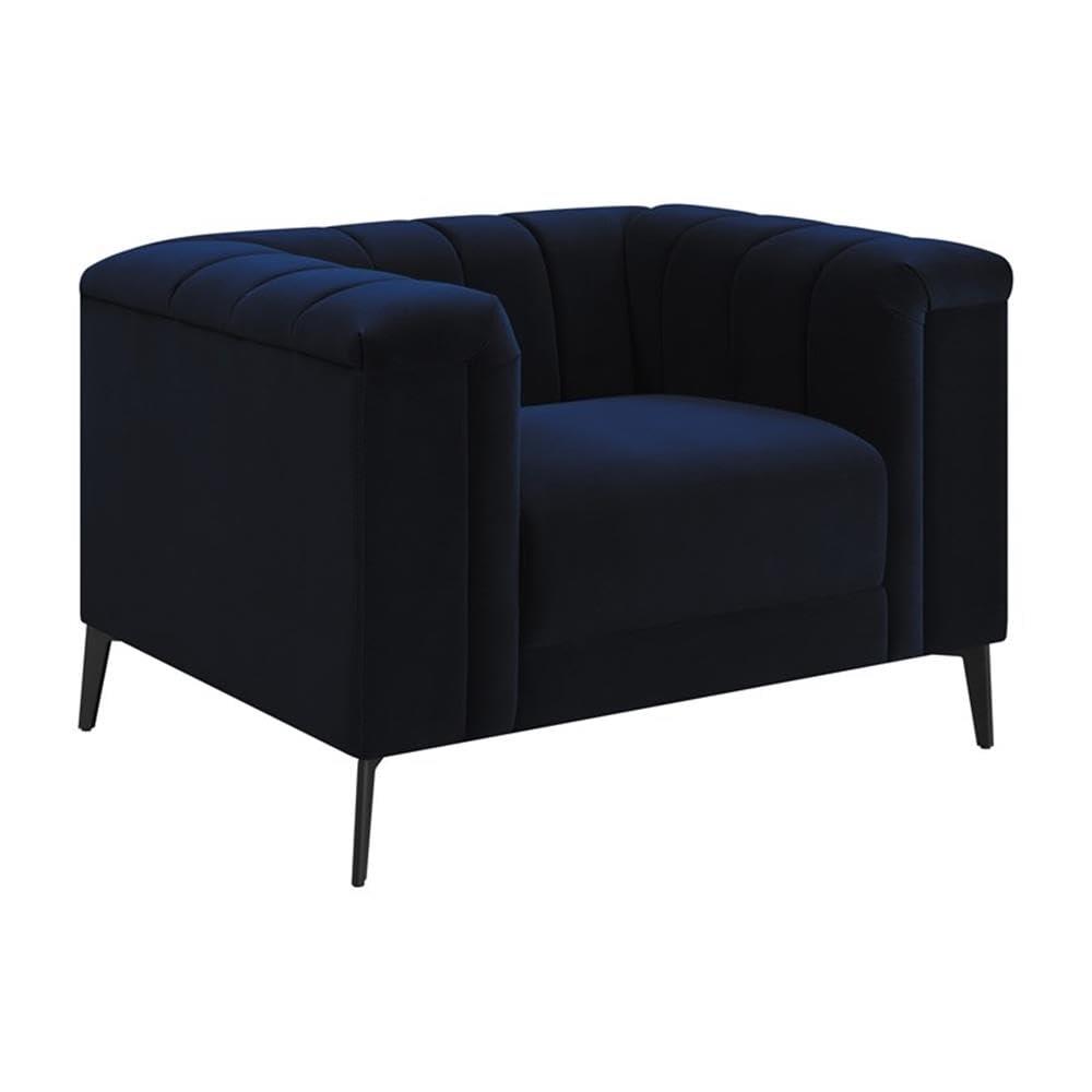 Coaster Company 3 Piece Contemporary Velvet Sofa And Loveseat Set Blue