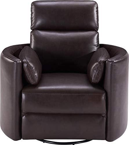 Florence Brown Top-Grain Leather Swivel Recliner with USB Charger