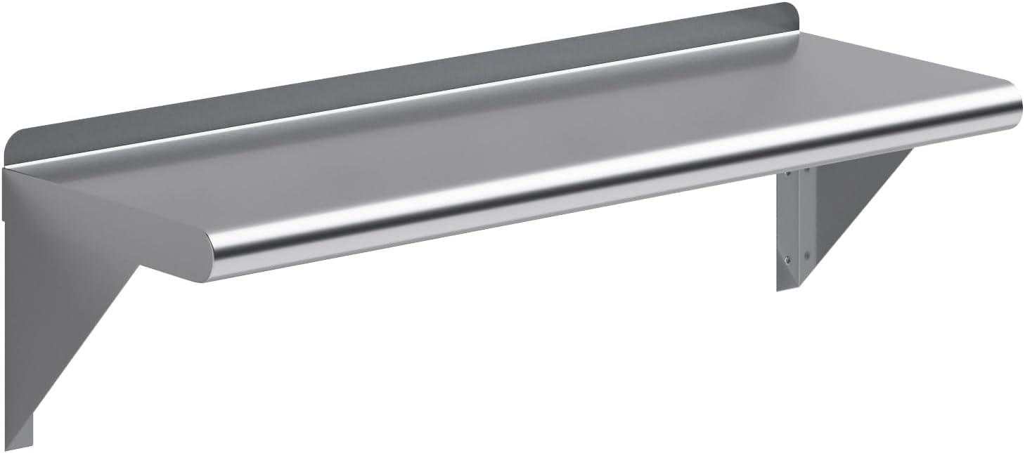 30" Stainless Steel Wall Shelf with Brackets for Kitchen and Garage