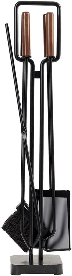 Modern Ember Levi 5-Piece Fireplace Tool Set in Black, Steel Construction