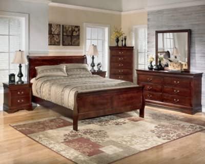 Signature Design by Ashley Alisdair Nightstand Brown/Beige: Traditional Style with Metal Glides, Storage Drawer