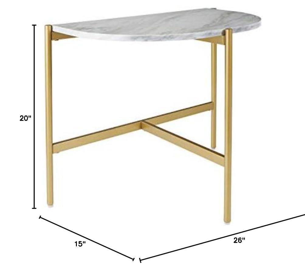 Contemporary Goldtone Chairside Table with Faux Marble Top