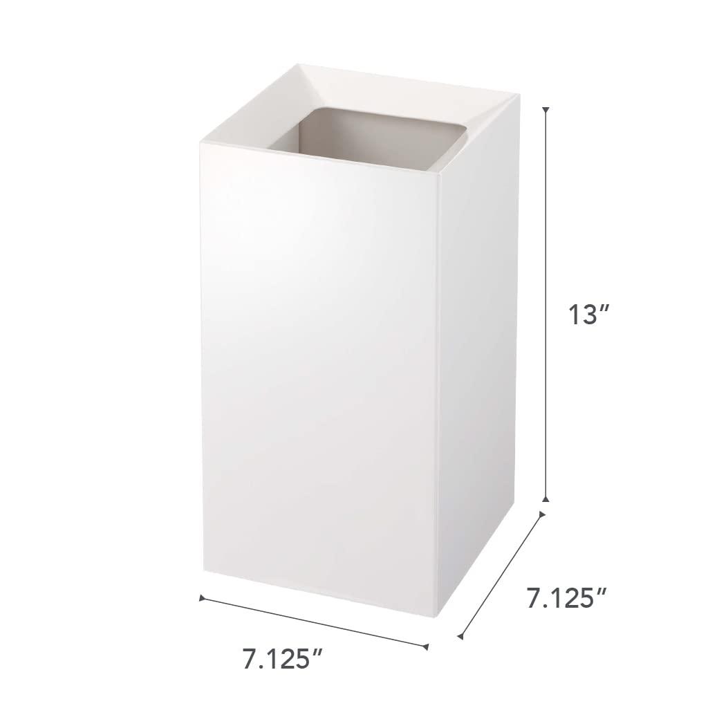 White ABS Plastic Modern Trash Can with Handle, 2.5 Gallons