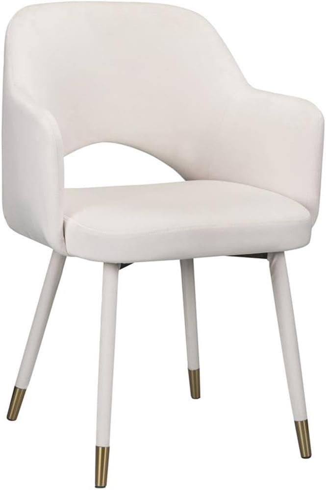 Luxurious Cream Velvet Barrel Accent Chair with Gold Accents