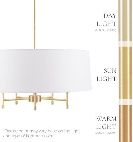 Hampton Hill Presidio 5-Light Dimmable Chandelier with Drum-shaped Fabric Shade & Adjustable Height