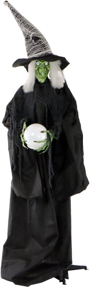 Haunted Hill Farm Lifesize Witch Prop with Lights and Sound, Indoor/Covered Outdoor Halloween Decoration
