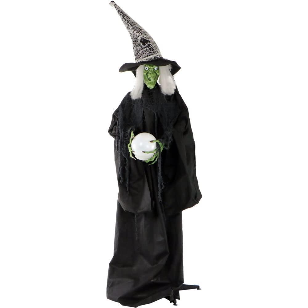 Haunted Hill Farm Lifesize Witch Prop with Lights and Sound, Indoor/Covered Outdoor Halloween Decoration